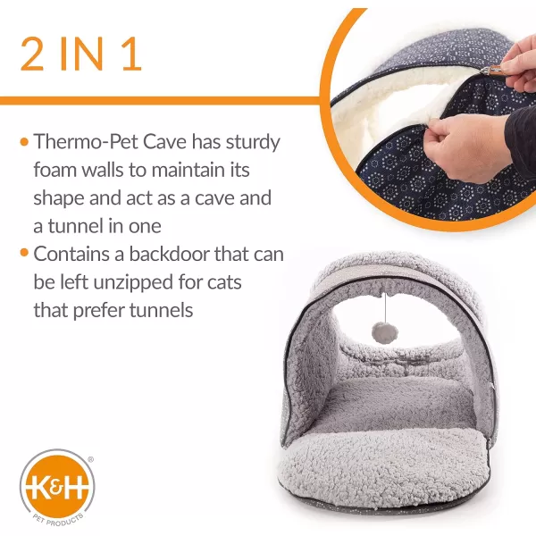 imageKampampH Pet Products ThermoPet Cave Heated Cat Bed  GrayGeo Flower 17 X 15 X 13 InchesGrayGeo Flower