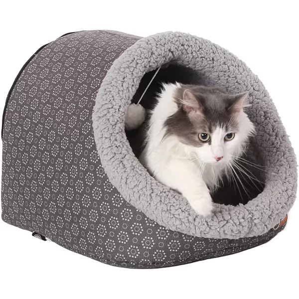 imageKampampH Pet Products ThermoPet Cave Heated Cat Bed  GrayGeo Flower 17 X 15 X 13 InchesGrayGeo Flower