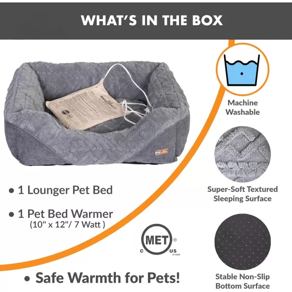 imageKampampH Pet Products ThermoPet Lounge Sleeper Indoor Heated Dog Bed for Small to Medium Dogs ampamp Cats  Automatic Dog Heating Pad Indoor Warm Calming Pillow Bed Machine Washable  Medium 305quotX245quotX9quotGray