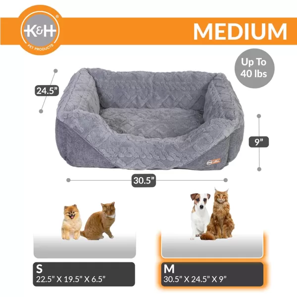 imageKampampH Pet Products ThermoPet Lounge Sleeper Indoor Heated Dog Bed for Small to Medium Dogs ampamp Cats  Automatic Dog Heating Pad Indoor Warm Calming Pillow Bed Machine Washable  Medium 305quotX245quotX9quotGray
