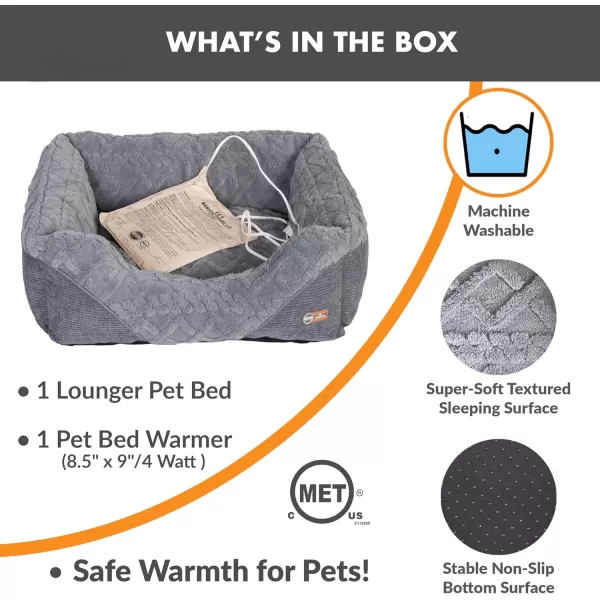 imageKampampH Pet Products ThermoPet Lounge Sleeper Indoor Heated Dog Bed for Small to Medium Dogs ampamp Cats  Automatic Dog Heating Pad Indoor Warm Calming Pillow Bed Machine Washable  Medium 305quotX245quotX9quotGray