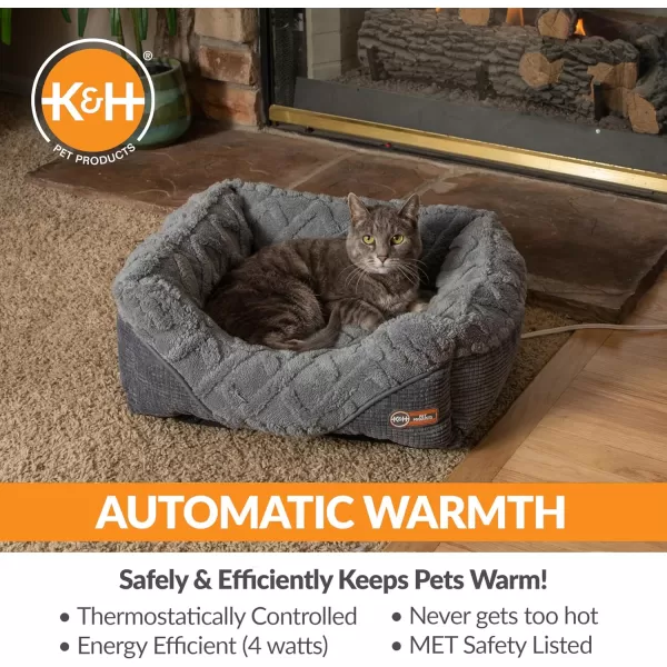 imageKampampH Pet Products ThermoPet Lounge Sleeper Indoor Heated Dog Bed for Small to Medium Dogs ampamp Cats  Automatic Dog Heating Pad Indoor Warm Calming Pillow Bed Machine Washable  Medium 305quotX245quotX9quotGray