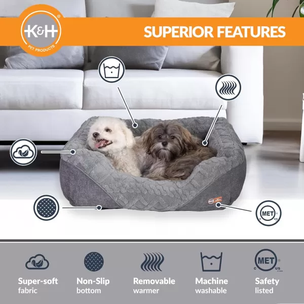 imageKampampH Pet Products ThermoPet Lounge Sleeper Indoor Heated Dog Bed for Small to Medium Dogs ampamp Cats  Automatic Dog Heating Pad Indoor Warm Calming Pillow Bed Machine Washable  Medium 305quotX245quotX9quotGray