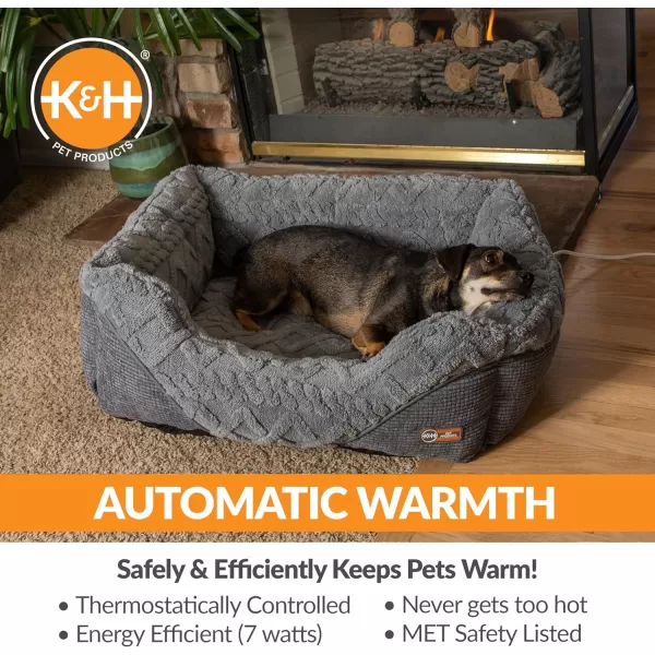 imageKampampH Pet Products ThermoPet Lounge Sleeper Indoor Heated Dog Bed for Small to Medium Dogs ampamp Cats  Automatic Dog Heating Pad Indoor Warm Calming Pillow Bed Machine Washable  Medium 305quotX245quotX9quotGray