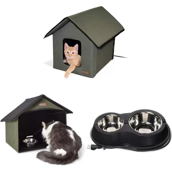 imageKampampH PET PRODUCTS Outdoor Heated Kitty House Outdoor Dining Room ampamp Heated ThermoKitty Caf Olive