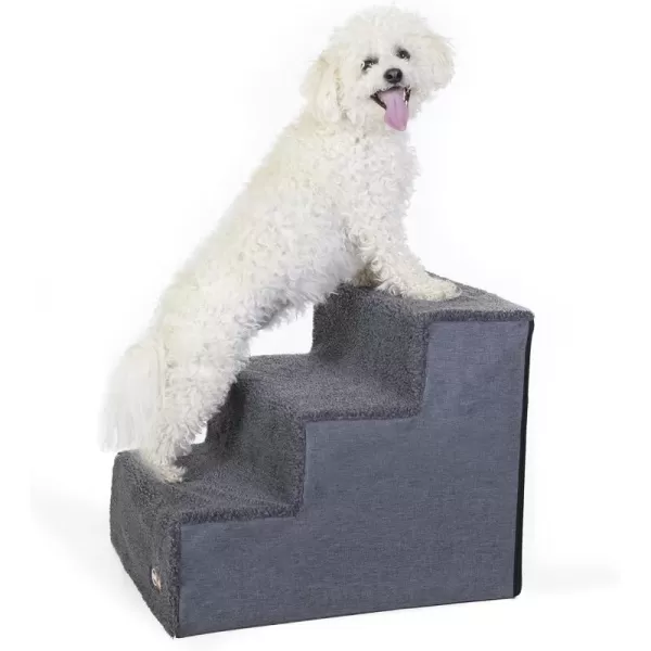 imageKampampH Pet Products Foldable Dog Stairs Pet Stairs for Dogs and Cats Dog Steps for High Beds Dog Stairs for Small ampamp Medium Dogs  Steps Without Storage Classy GrayGray 3 StairNo Storage