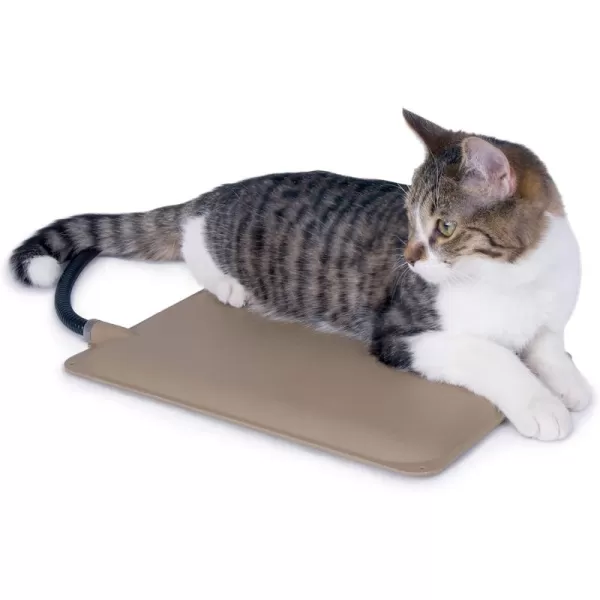 imageKampampH Pet Products Heated Extreme Weather Outdoor Kitty Pad Waterproof Cat Heated Bed Pet Warmer for Outside and Feral Cats Indoor and Outdoor Warming Cat Mat Tan Petite 9 X 12 Inches 25WHeated Pad