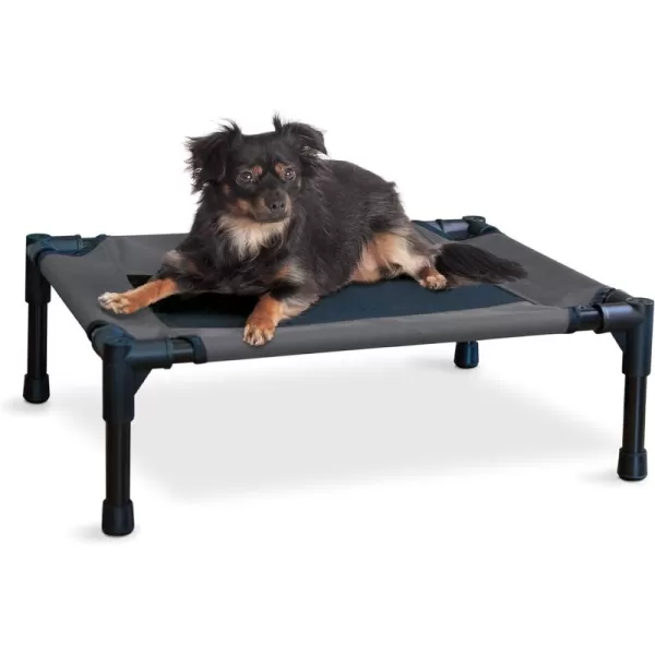 imageKampampH Pet Products Raised Cooling Outdoor Dog Bed Portable Elevated Dog Bed Washable Mesh Pet Camping Gear Heavy Duty Metal Frame Cat Hammock Bed Inside Outside Dog Cot Bed Small CharcoalBlack