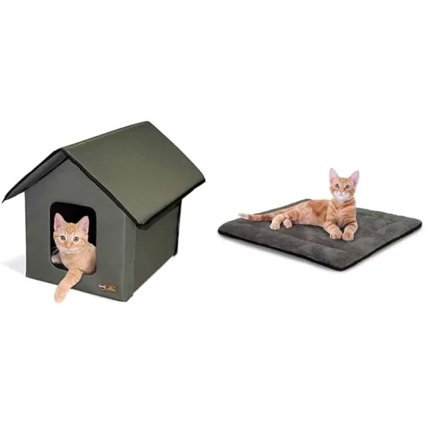 imageKampampH Pet Products SelfWarming Outdoor Kitty House Bundle Outdoor Cat House for Outside Cats Strays and Ferals Insulated Shelter Cold Weather House for Winter Self Warming Pet Pad Included