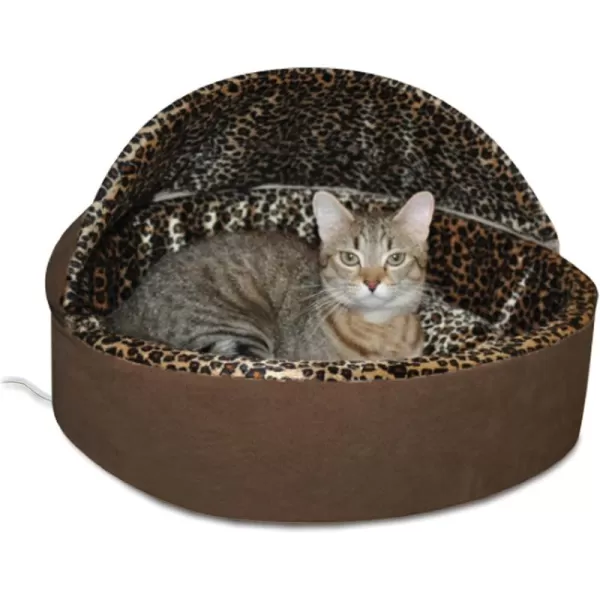 imageKampampH Pet Products ThermoKitty Bed Deluxe Indoor Heated Cat Bed TanLeopard Small 16 Inches FFPMocha