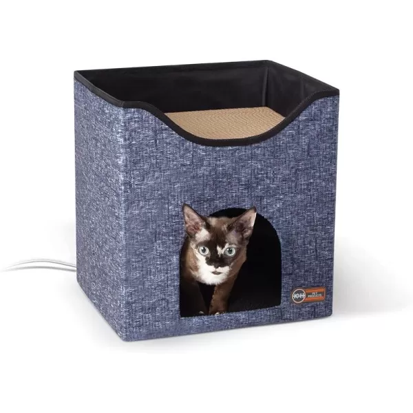 imageKampampH Pet Products ThermoKitty Duplex Indoor Heated Cat House Large Cat Cave for Pet Heated Cat House Foldable Cat Hideaway Classy Gray 12 X 24 X 12Classy Navy