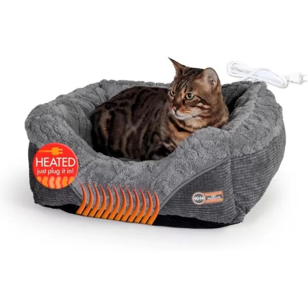 imageKampampH Pet Products ThermoPet Lounge Sleeper Indoor Heated Dog Bed for Small to Medium Dogs ampamp Cats  Automatic Dog Heating Pad Indoor Warm Calming Pillow Bed Machine Washable  Medium 305quotX245quotX9quotGray