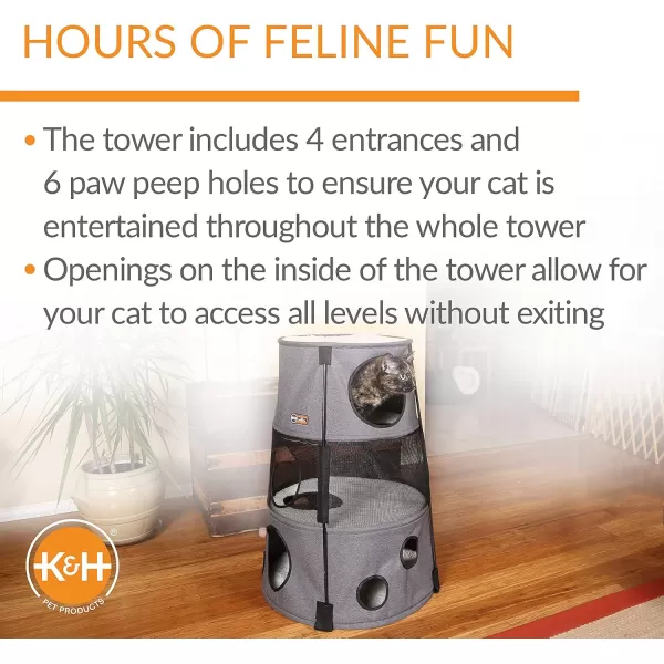 imageKampampH Pet Products Cat Tower Tree Condo for Indoor Cats Modern Cute Cat Hammock Bed Kitten ampamp Adult House Activity Center Playground Tree Cave Large Cozy Hideaway  2 Level Gray 22 X 20Classy Gray