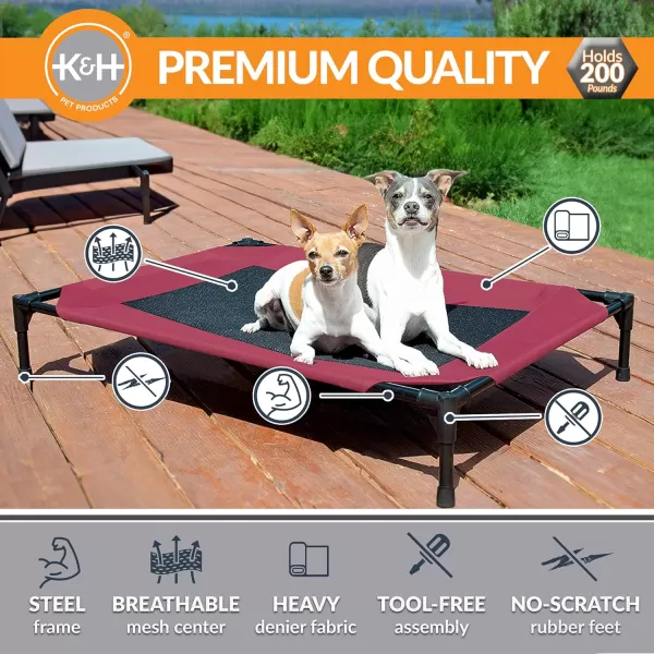 imageKampampH Pet Products Cooling Elevated Dog Bed Outdoor Raised Dog Bed with Washable Breathable Mesh Dog Cot Bed NoSlip Rubber Feet Portable Dog Cot Indoor Outdoor Dog Bed Medium RedBlack Mesh