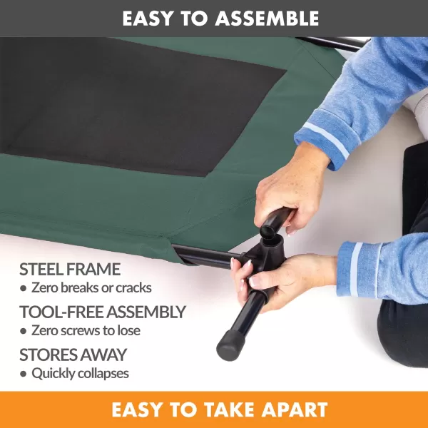 imageKampampH Pet Products Cooling Elevated Dog Bed Outdoor Raised Dog Bed with Washable Breathable Mesh Dog Cot Bed NoSlip Rubber Feet Portable Dog Cot Indoor Outdoor Dog Bed Medium GreenBlack Mesh