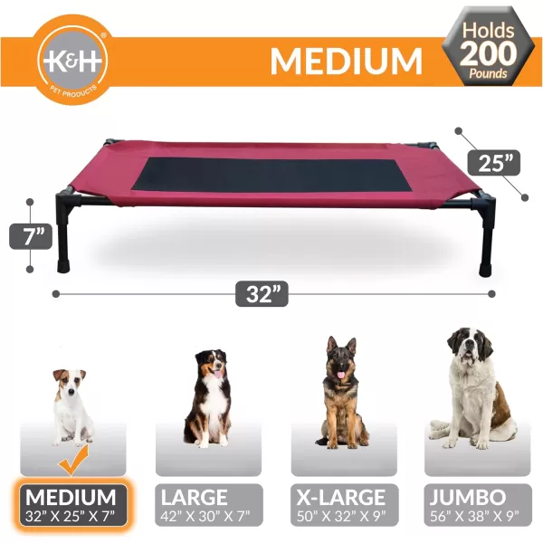 imageKampampH Pet Products Cooling Elevated Dog Bed Outdoor Raised Dog Bed with Washable Breathable Mesh Dog Cot Bed NoSlip Rubber Feet Portable Dog Cot Indoor Outdoor Dog Bed Medium RedBlack Mesh