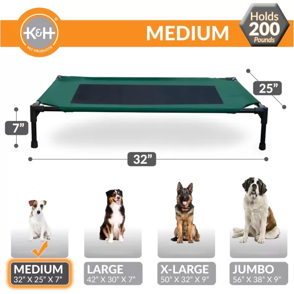 imageKampampH Pet Products Cooling Elevated Dog Bed Outdoor Raised Dog Bed with Washable Breathable Mesh Dog Cot Bed NoSlip Rubber Feet Portable Dog Cot Indoor Outdoor Dog Bed Medium GreenBlack Mesh