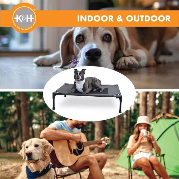 imageKampampH Pet Products Cooling Elevated Dog Bed Outdoor Raised Dog Bed with Washable Breathable Mesh Dog Cot Bed NoSlip Rubber Feet Portable Dog Cot Indoor Outdoor Dog Bed Medium CharcoalBlack Mesh