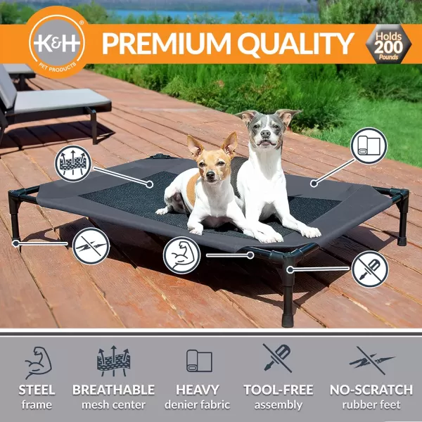 imageKampampH Pet Products Cooling Elevated Dog Bed Outdoor Raised Dog Bed with Washable Breathable Mesh Dog Cot Bed NoSlip Rubber Feet Portable Dog Cot Indoor Outdoor Dog Bed Medium CharcoalBlack Mesh