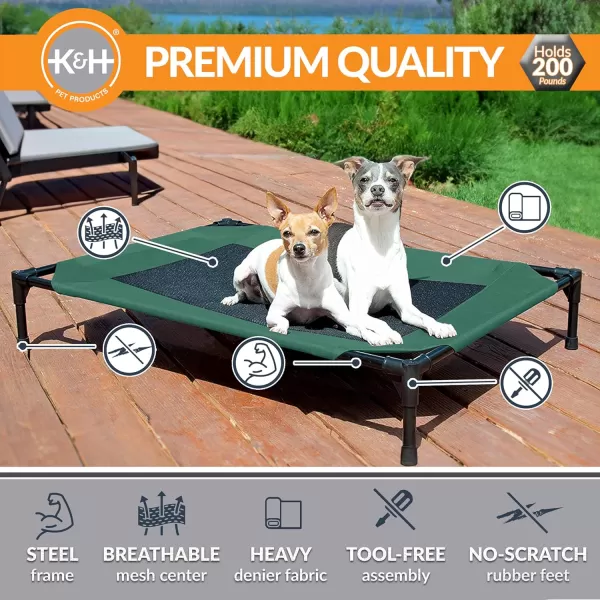 imageKampampH Pet Products Cooling Elevated Dog Bed Outdoor Raised Dog Bed with Washable Breathable Mesh Dog Cot Bed NoSlip Rubber Feet Portable Dog Cot Indoor Outdoor Dog Bed Medium GreenBlack Mesh