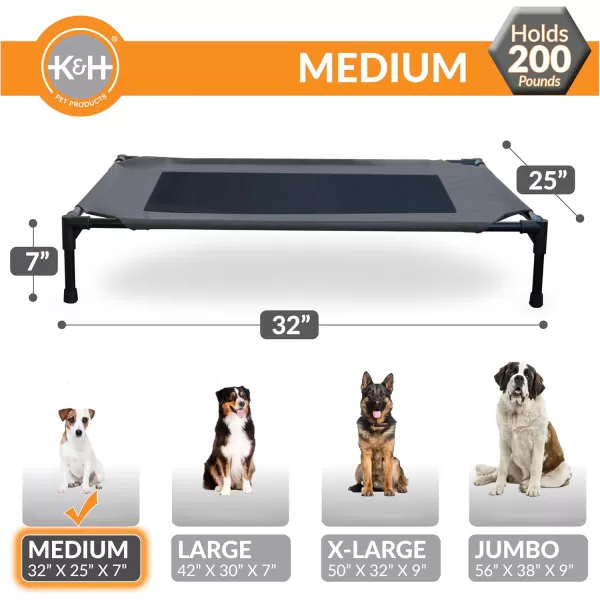 imageKampampH Pet Products Cooling Elevated Dog Bed Outdoor Raised Dog Bed with Washable Breathable Mesh Dog Cot Bed NoSlip Rubber Feet Portable Dog Cot Indoor Outdoor Dog Bed Medium CharcoalBlack Mesh