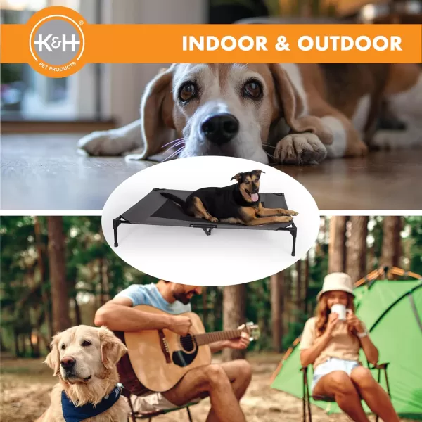 imageKampampH Pet Products Dog Cots Beds for Large Dog Elevated Outdoor Dog Cot Bed Raised Dog Hammock Cooling Bed Washable Portable Dog Cot Heavy Duty Durable Metal Frame Jumbo CharcoalBlack Mesh