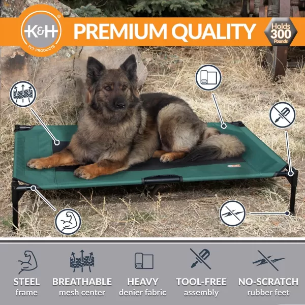 imageKampampH Pet Products Dog Cots Beds for Large Dog Elevated Outdoor Dog Cot Bed Raised Dog Hammock Cooling Bed Washable Portable Dog Cot Heavy Duty Durable Metal Frame XLarge GreenBlack Mesh