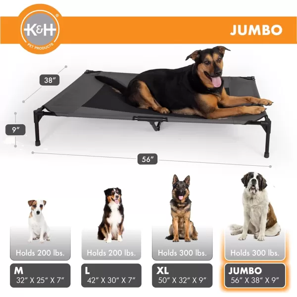 imageKampampH Pet Products Dog Cots Beds for Large Dog Elevated Outdoor Dog Cot Bed Raised Dog Hammock Cooling Bed Washable Portable Dog Cot Heavy Duty Durable Metal Frame Jumbo CharcoalBlack Mesh