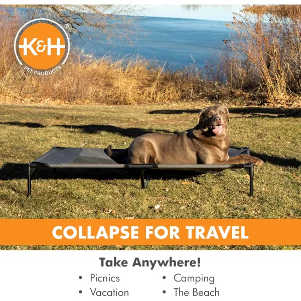 imageKampampH Pet Products Dog Cots Beds for Large Dog Elevated Outdoor Dog Cot Bed Raised Dog Hammock Cooling Bed Washable Portable Dog Cot Heavy Duty Durable Metal Frame Jumbo CharcoalBlack Mesh