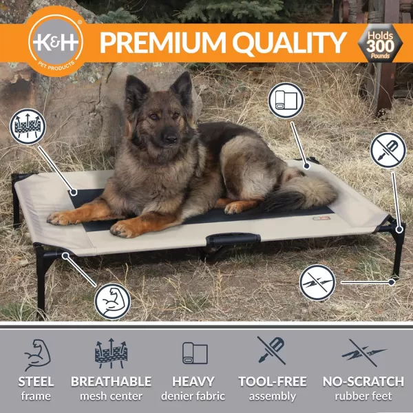 imageKampampH Pet Products Dog Cots Beds for Large Dog Elevated Outdoor Dog Cot Bed Raised Dog Hammock Cooling Bed Washable Portable Dog Cot Heavy Duty Durable Metal Frame XLarge TaupeBlack Mesh