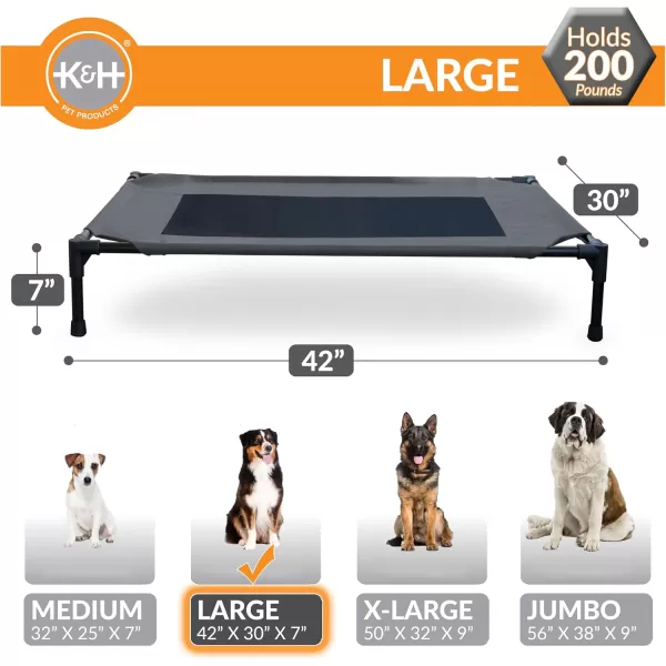 imageKampampH Pet Products Dog Cots Beds for Large Dog Elevated Outdoor Dog Cot Bed Raised Dog Hammock Cooling Bed Washable Portable Dog Cot Heavy Duty Durable Metal Frame Large CharcoalBlack Mesh