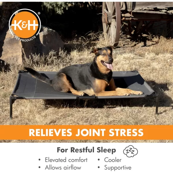 imageKampampH Pet Products Dog Cots Beds for Large Dog Elevated Outdoor Dog Cot Bed Raised Dog Hammock Cooling Bed Washable Portable Dog Cot Heavy Duty Durable Metal Frame Jumbo CharcoalBlack Mesh
