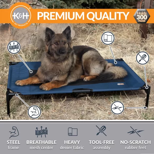 imageKampampH Pet Products Dog Cots Beds for Large Dog Elevated Outdoor Dog Cot Bed Raised Dog Hammock Cooling Bed Washable Portable Dog Cot Heavy Duty Durable Metal Frame XLarge BlueBlack Mesh