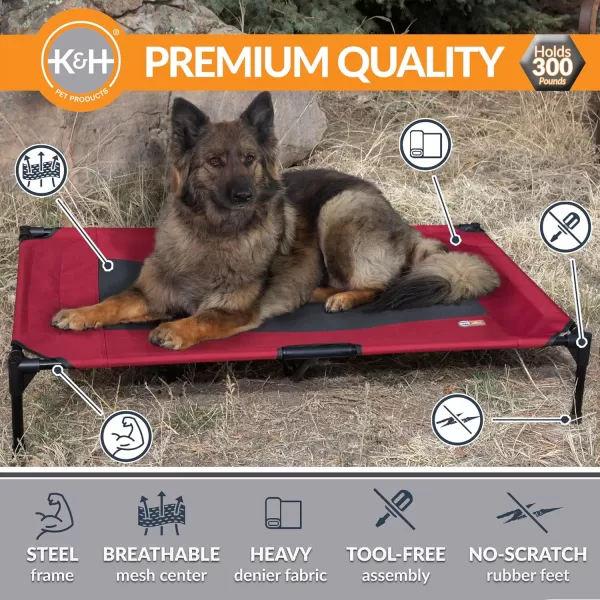 imageKampampH Pet Products Dog Cots Beds for Large Dog Elevated Outdoor Dog Cot Bed Raised Dog Hammock Cooling Bed Washable Portable Dog Cot Heavy Duty Durable Metal Frame XLarge RedBlack Mesh