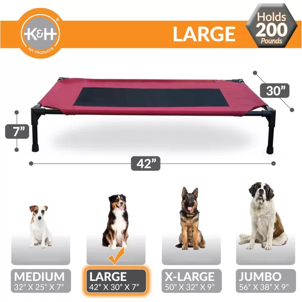 imageKampampH Pet Products Dog Cots Beds for Large Dog Elevated Outdoor Dog Cot Bed Raised Dog Hammock Cooling Bed Washable Portable Dog Cot Heavy Duty Durable Metal Frame Large RedBlack Mesh