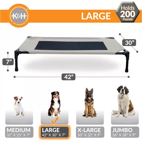 imageKampampH Pet Products Dog Cots Beds for Large Dog Elevated Outdoor Dog Cot Bed Raised Dog Hammock Cooling Bed Washable Portable Dog Cot Heavy Duty Durable Metal Frame Large TaupeBlack Mesh