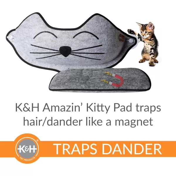 imageKampampH Pet Products EZ Mount Window Mounted Cat Bed Cat Window Hammock Sturdy Cat Window Perch Cat Window Bed Cat Furniture  Gray Kitty Face Window BedGray Kitty Face