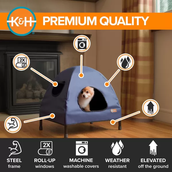 imageKampampH Pet Products Original Pet Cot Tent Portable Dog House Dog Shade ampamp Weather Shelter Elevated Cot Dog Bed Navy Blue Large 30 X 42 X 32 Inches220L x 170W x 220Th