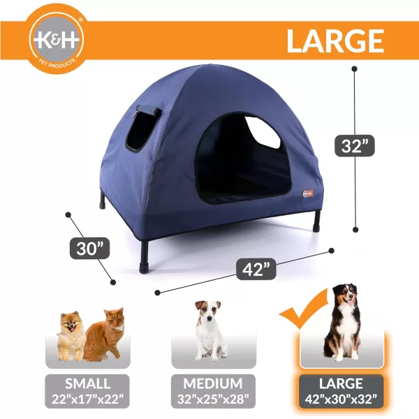 imageKampampH Pet Products Original Pet Cot Tent Portable Dog House Dog Shade ampamp Weather Shelter Elevated Cot Dog Bed Navy Blue Large 30 X 42 X 32 Inches420L x 300W x 320Th
