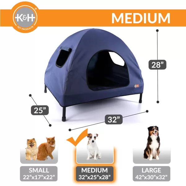 imageKampampH Pet Products Original Pet Cot Tent Portable Dog House Dog Shade ampamp Weather Shelter Elevated Cot Dog Bed Navy Blue Large 30 X 42 X 32 Inches320L x 250W x 280Th