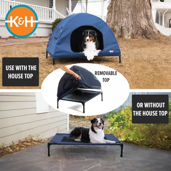 imageKampampH Pet Products Original Pet Cot Tent Portable Dog House Dog Shade ampamp Weather Shelter Elevated Cot Dog Bed Navy Blue Large 30 X 42 X 32 Inches320L x 250W x 280Th