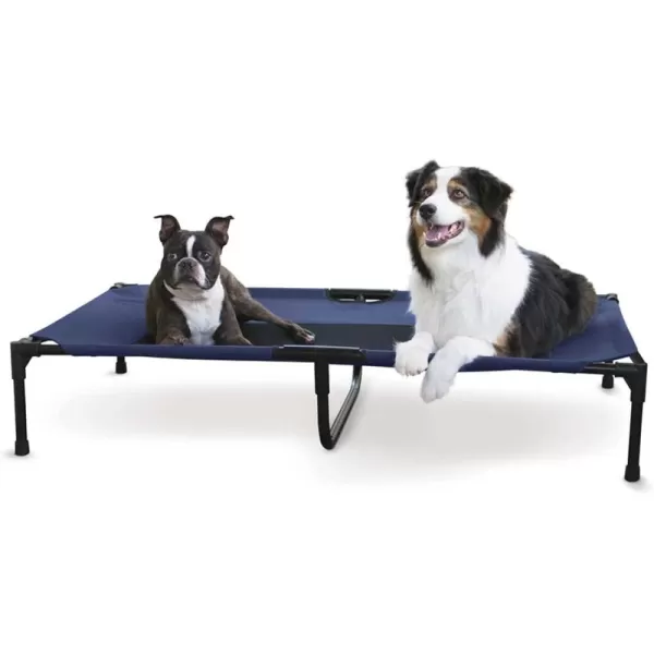 imageKampampH Pet Products Dog Cots Beds for Large Dog Elevated Outdoor Dog Cot Bed Raised Dog Hammock Cooling Bed Washable Portable Dog Cot Heavy Duty Durable Metal Frame XLarge BlueBlack Mesh