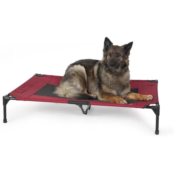 imageKampampH Pet Products Dog Cots Beds for Large Dog Elevated Outdoor Dog Cot Bed Raised Dog Hammock Cooling Bed Washable Portable Dog Cot Heavy Duty Durable Metal Frame XLarge RedBlack Mesh