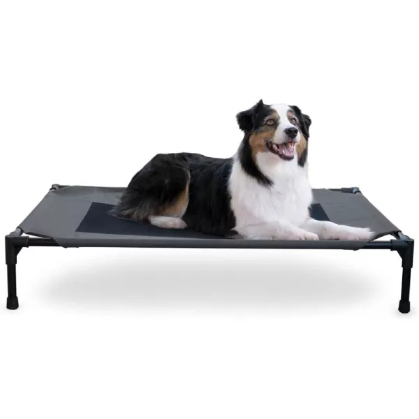 imageKampampH Pet Products Dog Cots Beds for Large Dog Elevated Outdoor Dog Cot Bed Raised Dog Hammock Cooling Bed Washable Portable Dog Cot Heavy Duty Durable Metal Frame Large CharcoalBlack Mesh