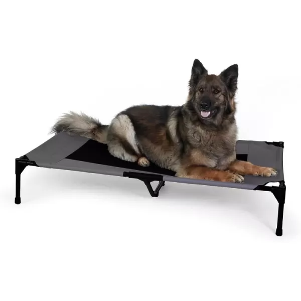 imageKampampH Pet Products Dog Cots Beds for Large Dog Elevated Outdoor Dog Cot Bed Raised Dog Hammock Cooling Bed Washable Portable Dog Cot Heavy Duty Durable Metal Frame XLarge CharcoalBlack Mesh