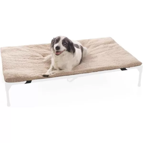 imageKampampH Pet Products Original Dog Cot Microfleece Pad for Outdoor Raised Dog Bed Portable Dog Cot Pad Washable Dog Bed Cot Sold Separately  Tan Fleece Large 420quotL x 300quotW x 20quotTh500L x 320W x 20Th