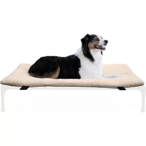 imageKampampH Pet Products Original Dog Cot Microfleece Pad for Outdoor Raised Dog Bed Portable Dog Cot Pad Washable Dog Bed Cot Sold Separately  Tan Fleece Large 420quotL x 300quotW x 20quotTh420L x 300W x 20Th