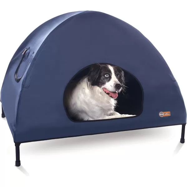 imageKampampH Pet Products Original Pet Cot Tent Portable Dog House Dog Shade ampamp Weather Shelter Elevated Cot Dog Bed Navy Blue Large 30 X 42 X 32 Inches420L x 300W x 320Th