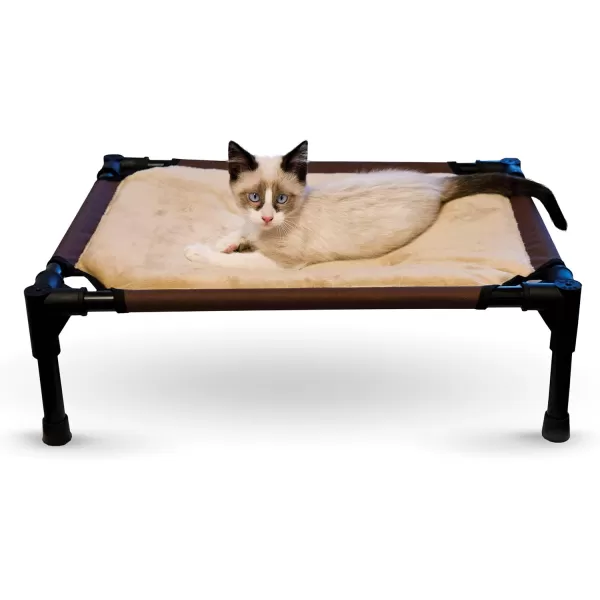 imageKampampH Pet Products Comfy Pet Cot Elevated Cat ampamp Dog Cot Bed NoSlip Rubber Feet Portable Dog or Cat Hammock Cot  ChocolateTan Small 17 X 22 X 7 Inches