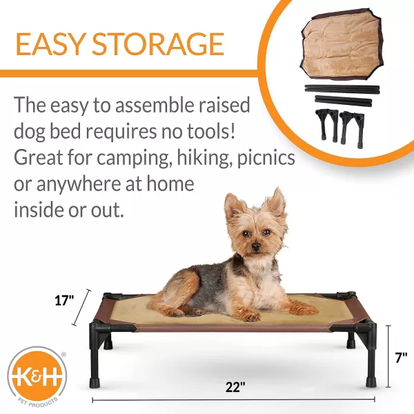 imageKampampH Pet Products Comfy Pet Cot Elevated Cat ampamp Dog Cot Bed NoSlip Rubber Feet Portable Dog or Cat Hammock Cot  ChocolateTan Small 17 X 22 X 7 Inches
